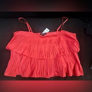 Express Vibrant Coral Pleated Camisole